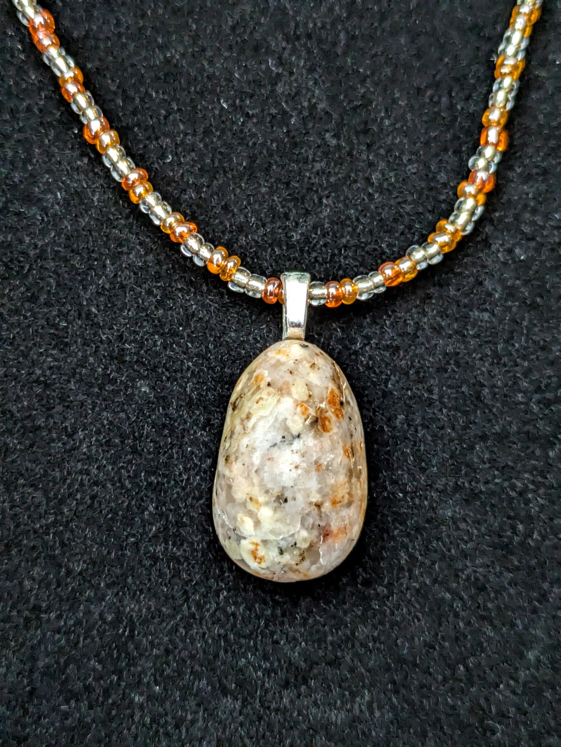 Lake Michigan Granite Hand Beaded Necklace