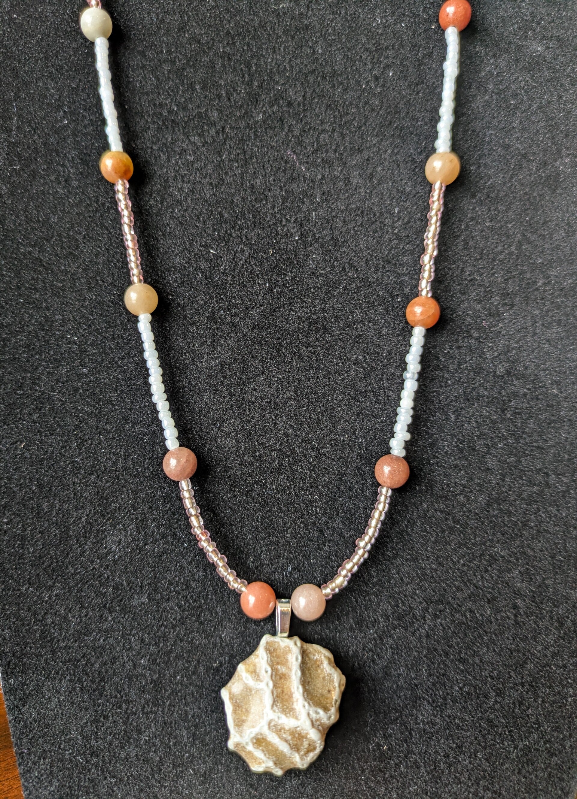Lake Michigan Chain Coral Hand Beaded Necklace