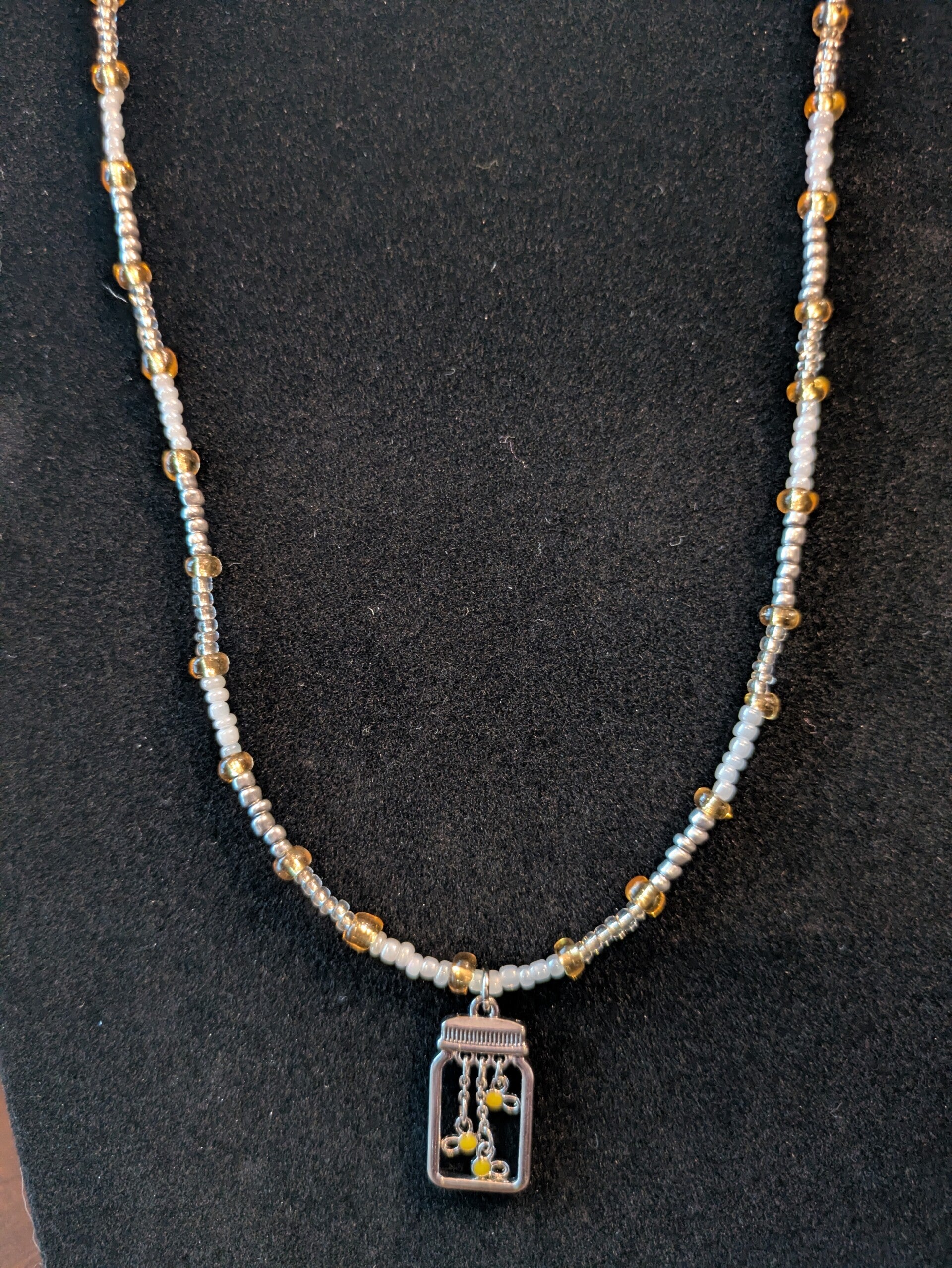 Nostalgic Firefly Hand Beaded Necklace