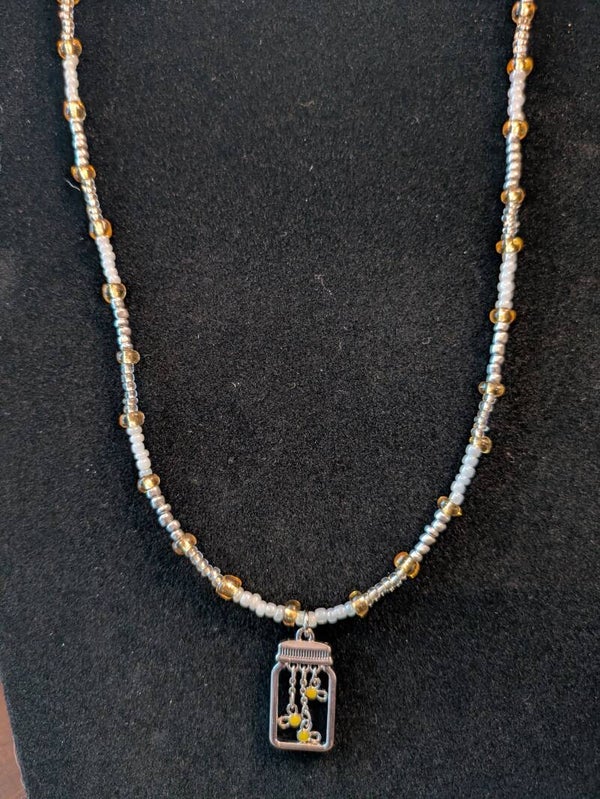 Nostalgic Firefly Hand Beaded Necklace