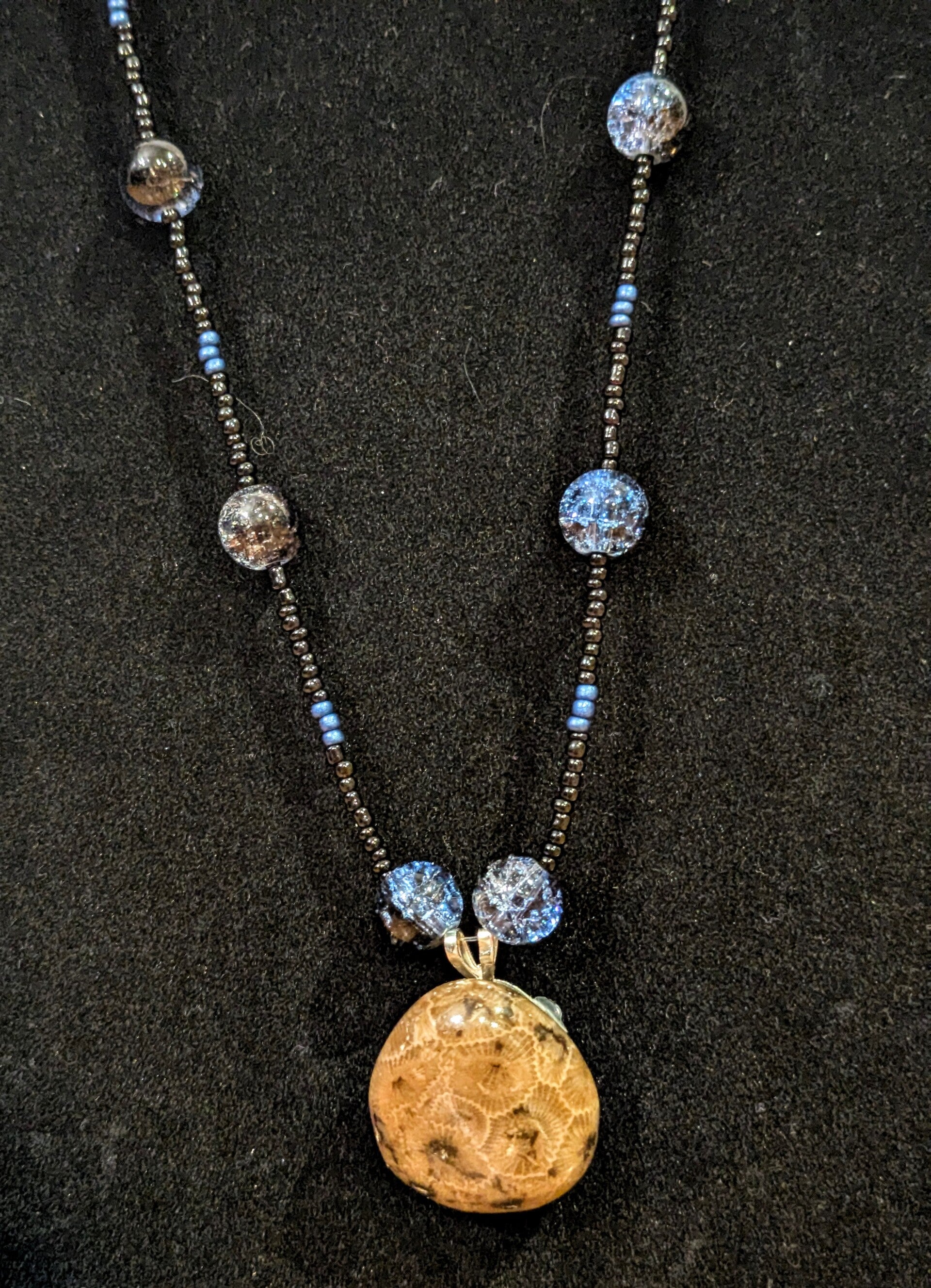Lake Michigan Handed Beaded Petoskey Stone Necklace