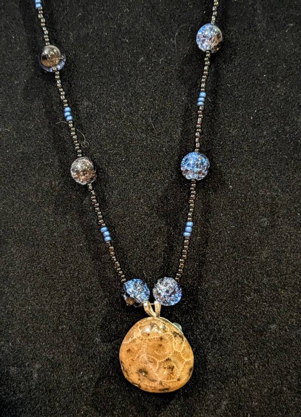 Lake Michigan Handed Beaded Petoskey Stone Necklace