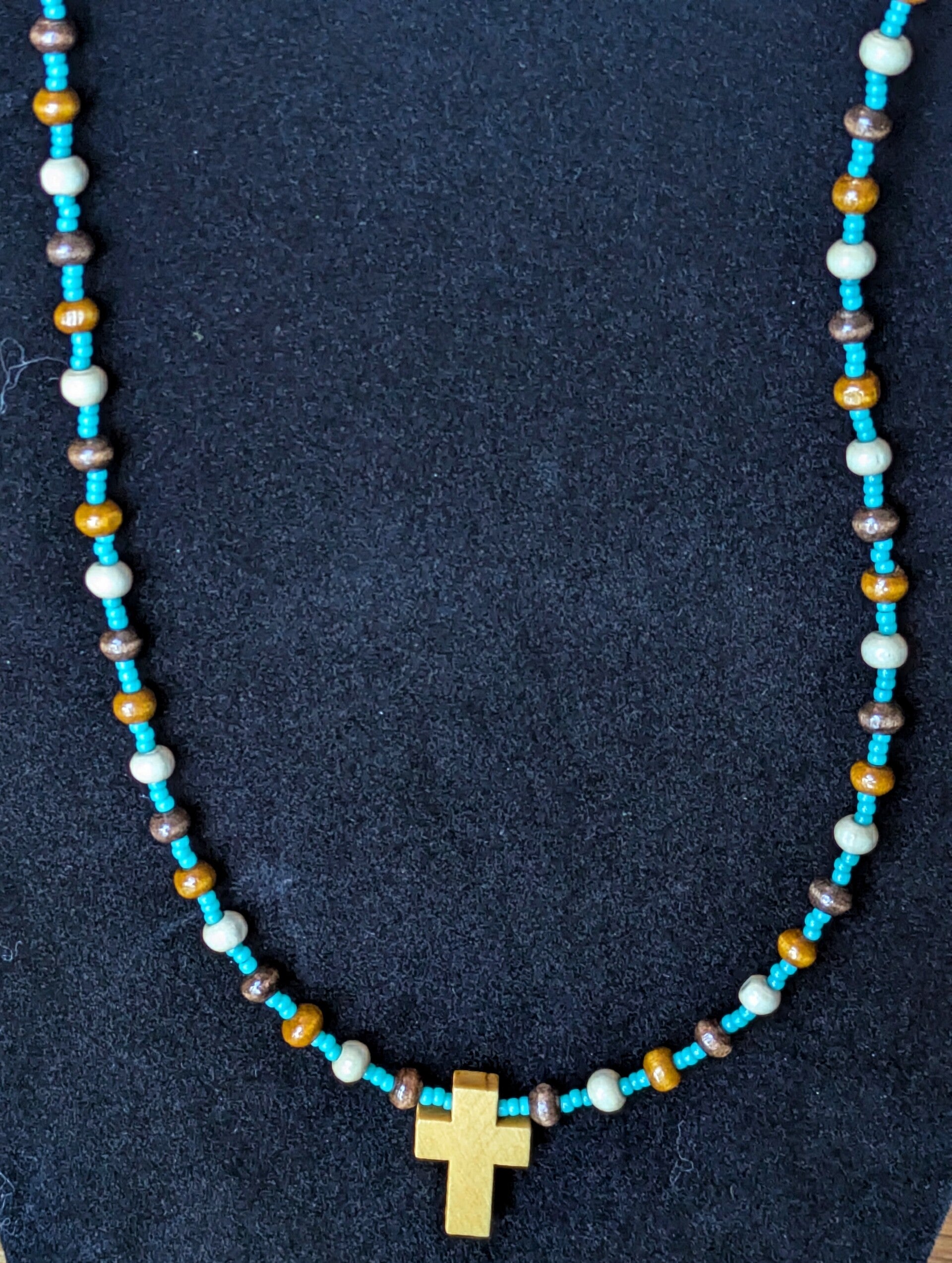Hand Beaded Cross Necklace