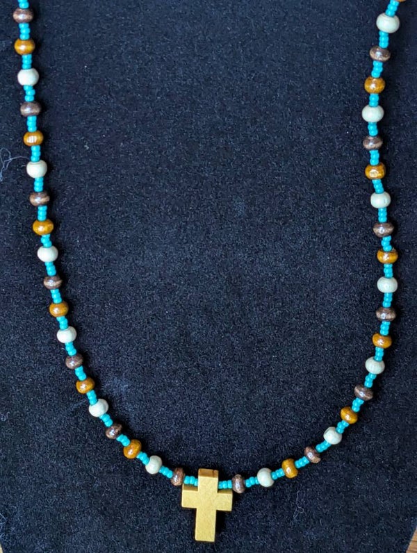 Hand Beaded Cross Necklace