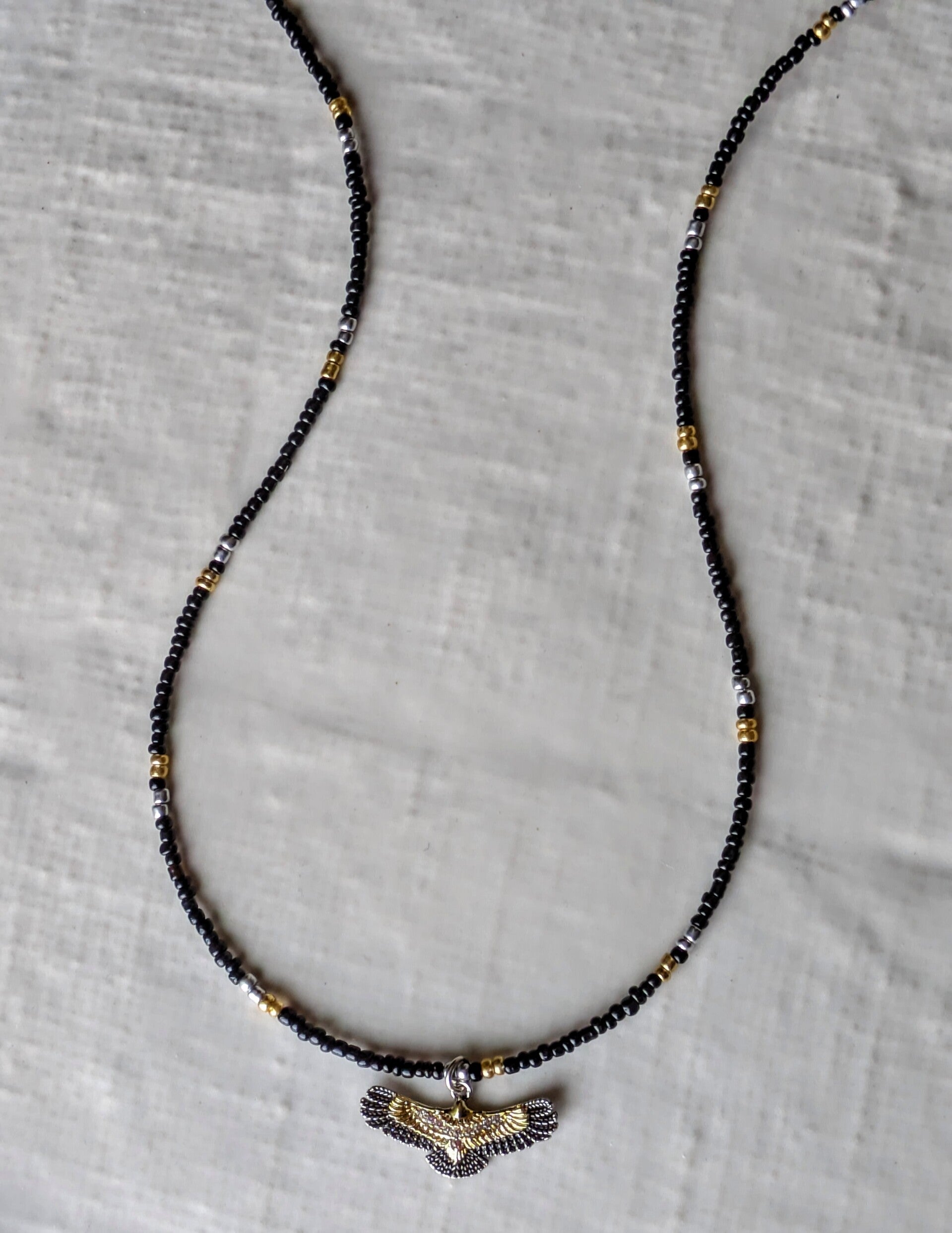Hand Beaded Hawk Necklace
