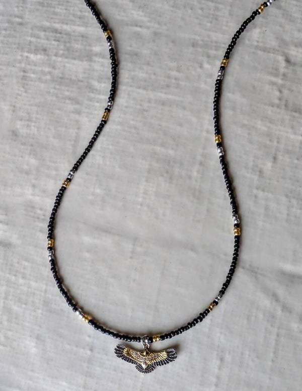 Hand Beaded Hawk Necklace