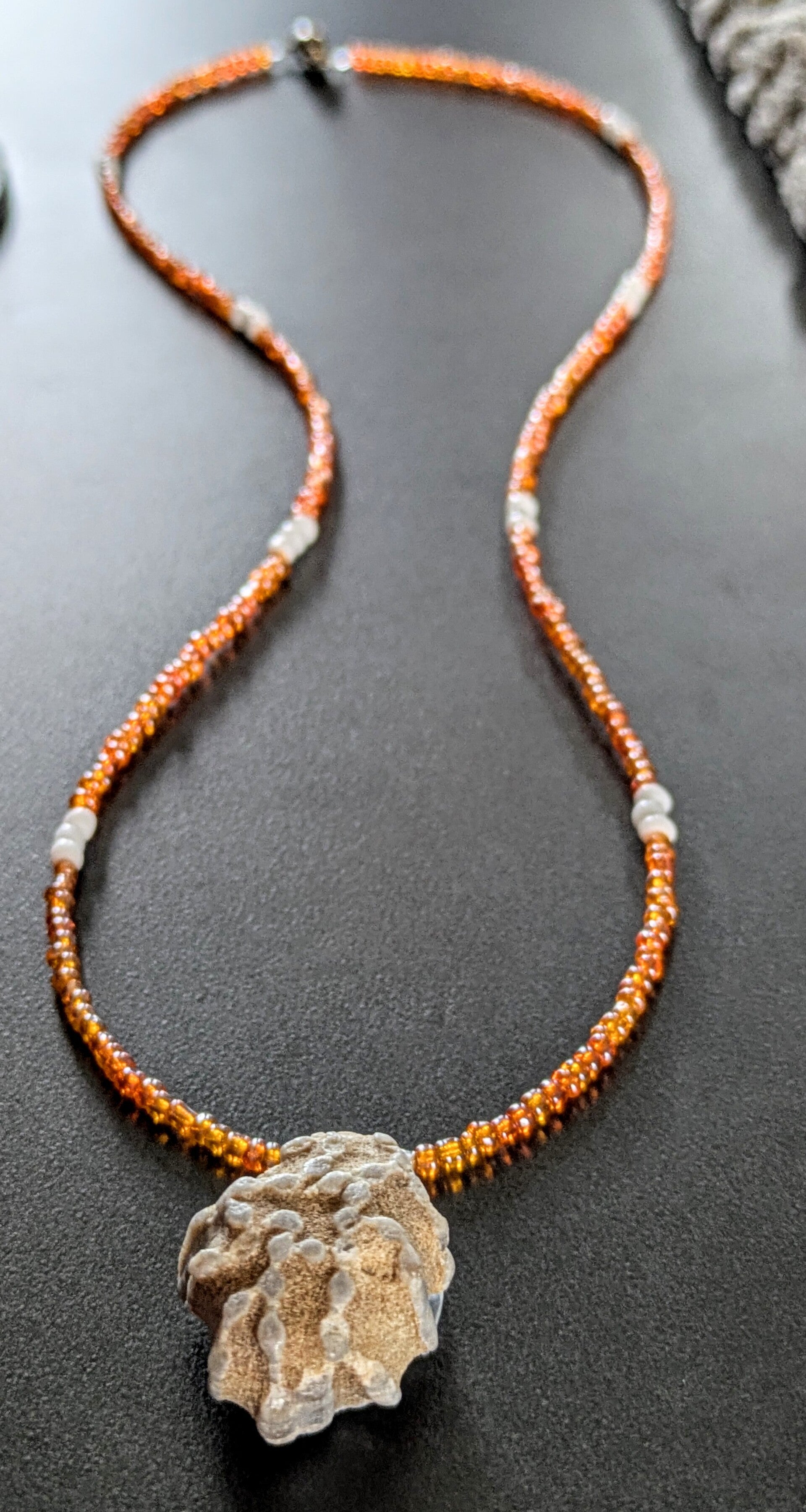 Lake Michigan Chain Coral Hand Beaded Necklace