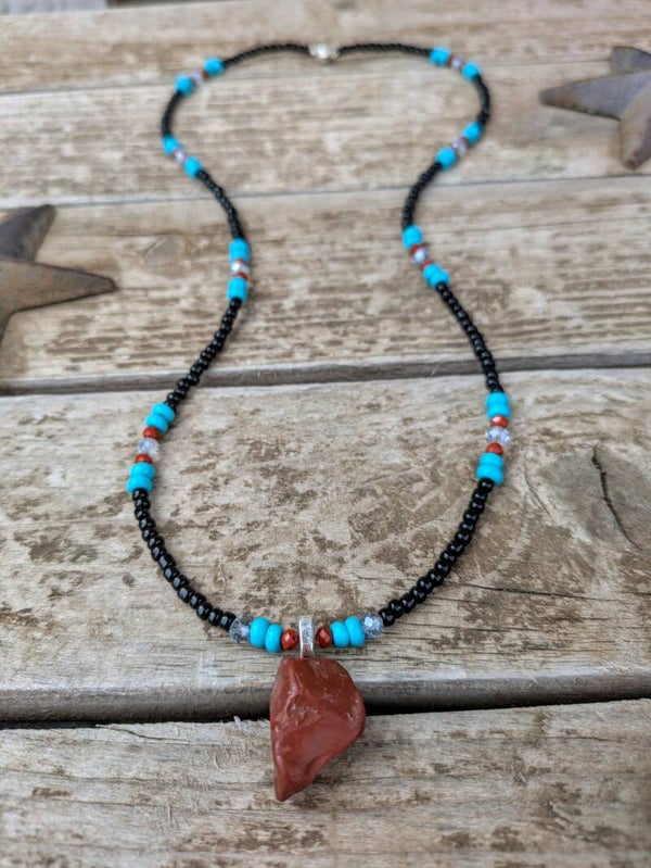 Hand Beaded Jaspar Stone Necklace