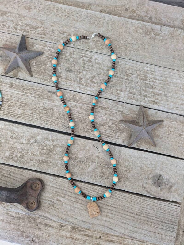 Hand Beaded Fossilized Coral Necklace