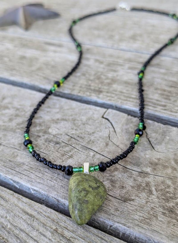Unakite Hand Beaded Necklace