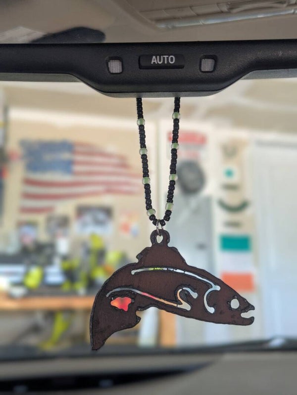 Trout Black and Glow in the Dark Rearview Mirror Charm