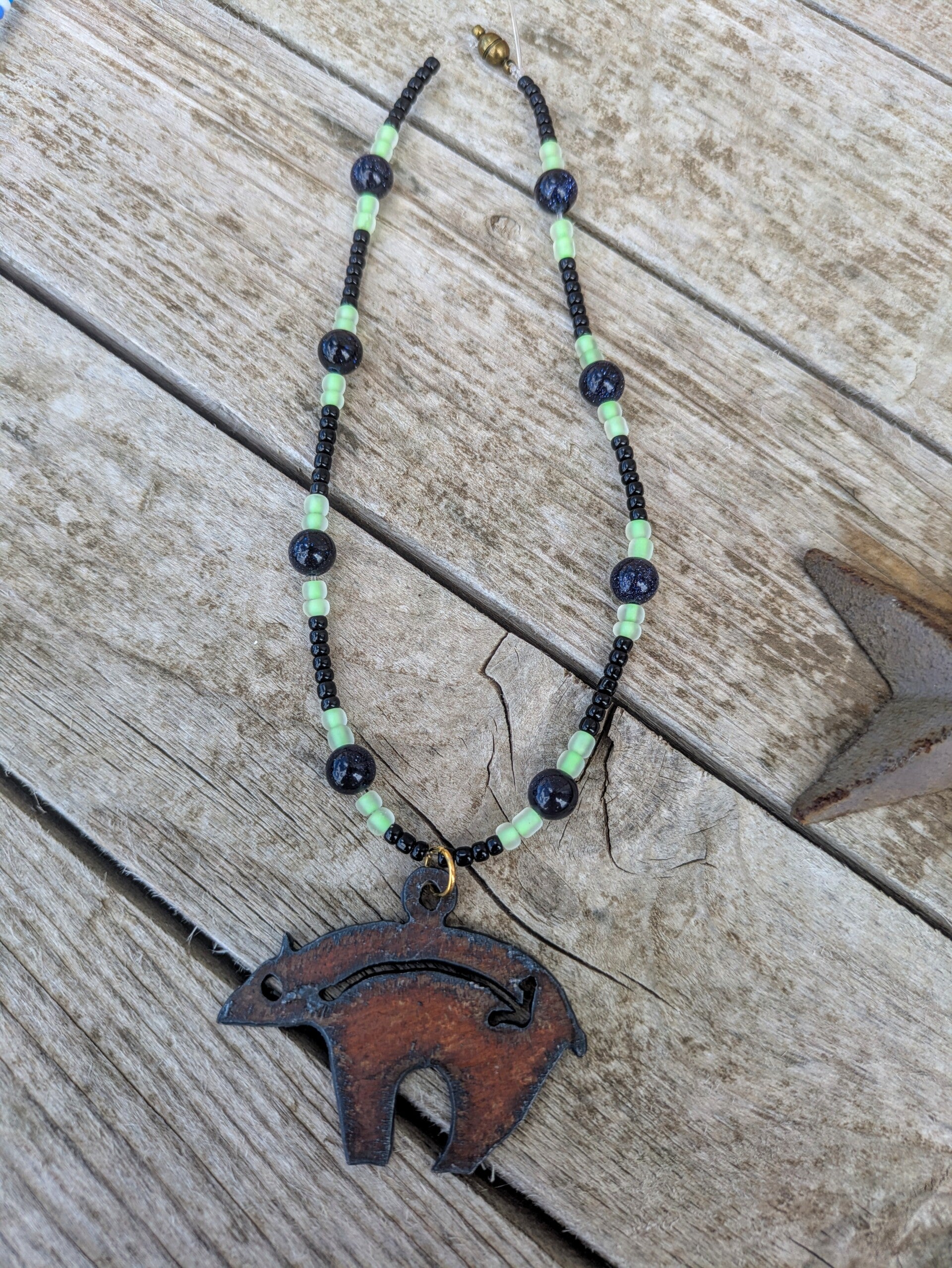 Glow in the Dark Rustic Night Bear Rearview Mirror Charm