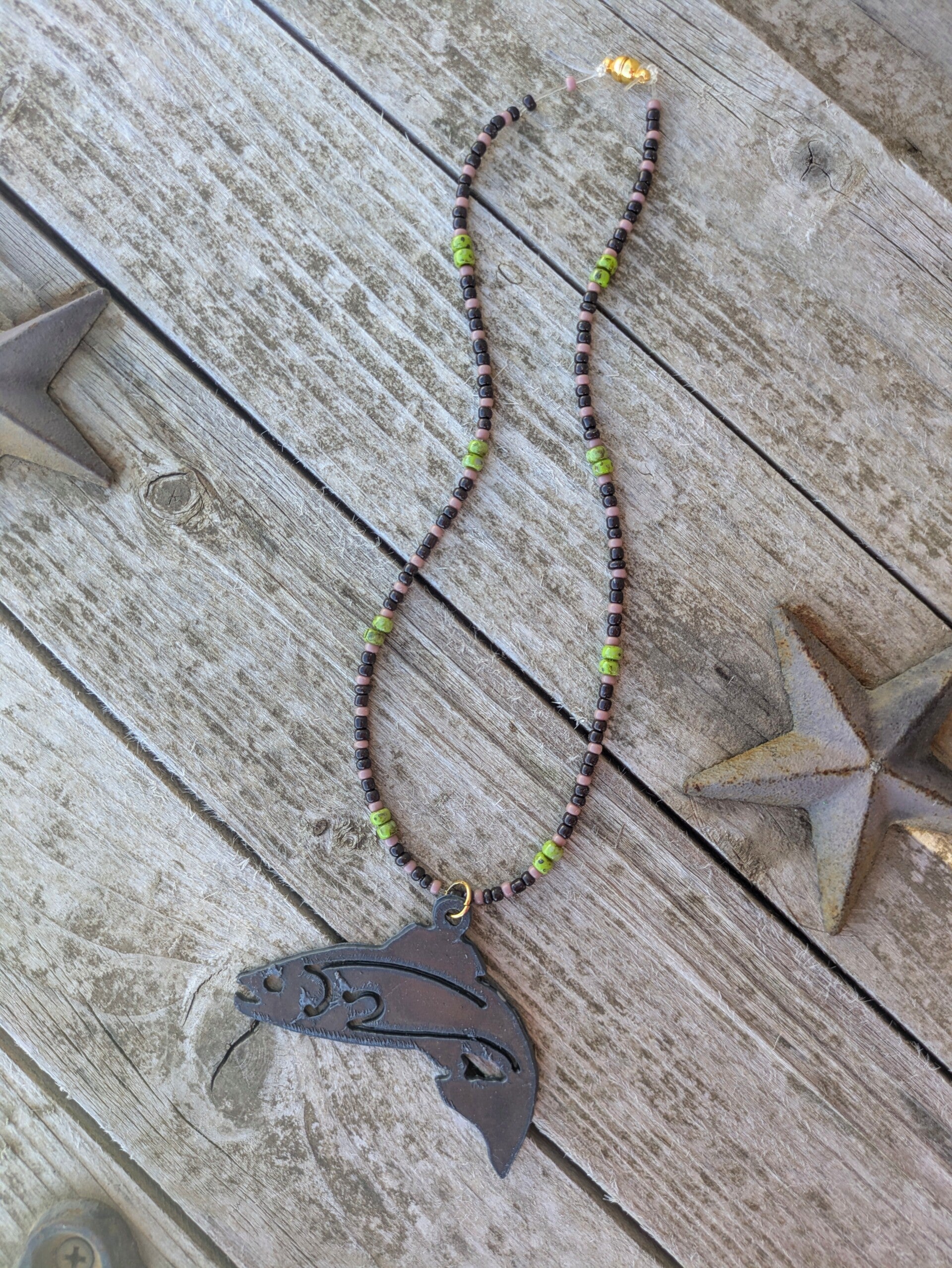 Rustic Trout Rearview Mirror Charm