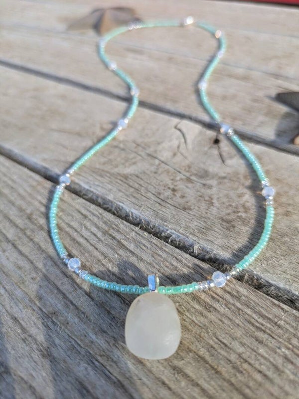 Seagreen Beaded Quartz Necklace
