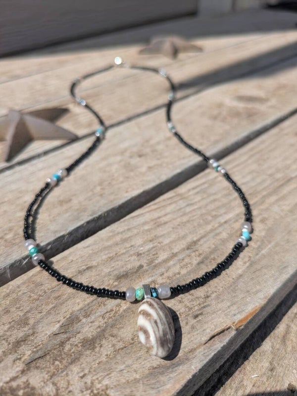 Banded Agate Hand Beaded Necklace