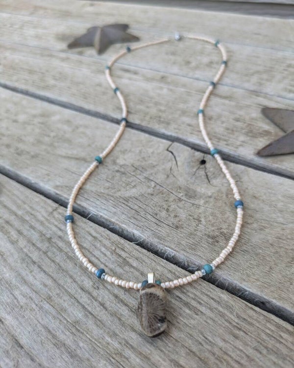 Horn Coral Hand Beaded Necklace