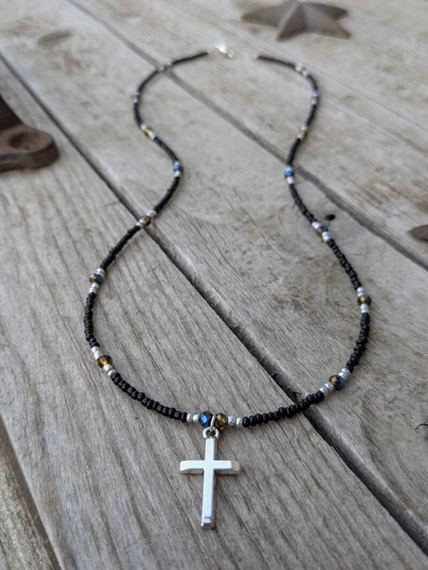 Hand Beaded Cross Necklace