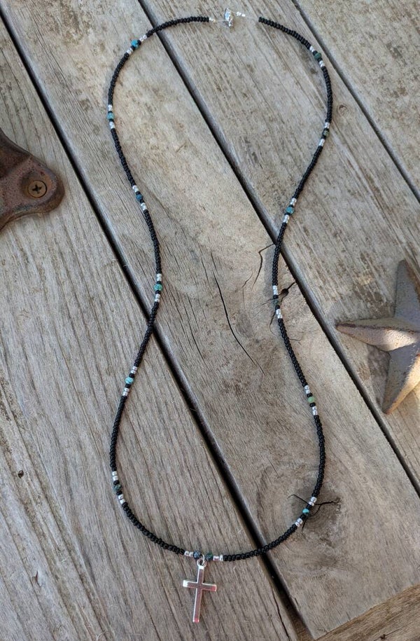 Hand Beaded Cross Necklace