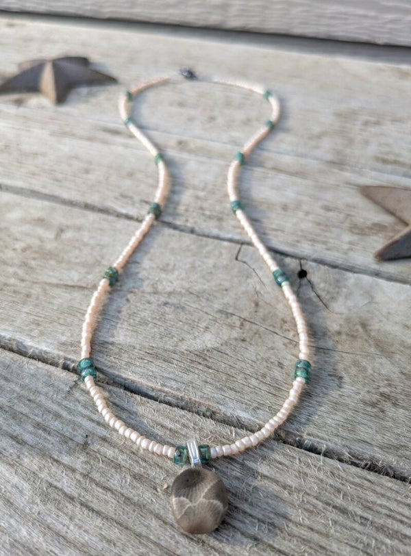 Small Petoskey Hand Beaded Necklace