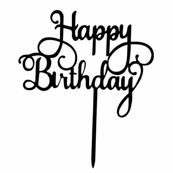 Happy Birthday Cake Topper Zwart