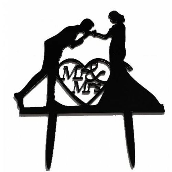 Cake Topper Mr&Mrs Handkus Zwart
