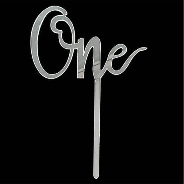 Cake Topper One Zilver