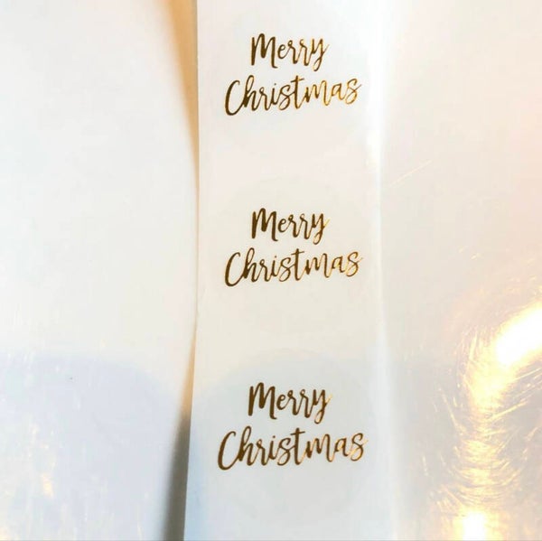 Kerst stickers met goude letters