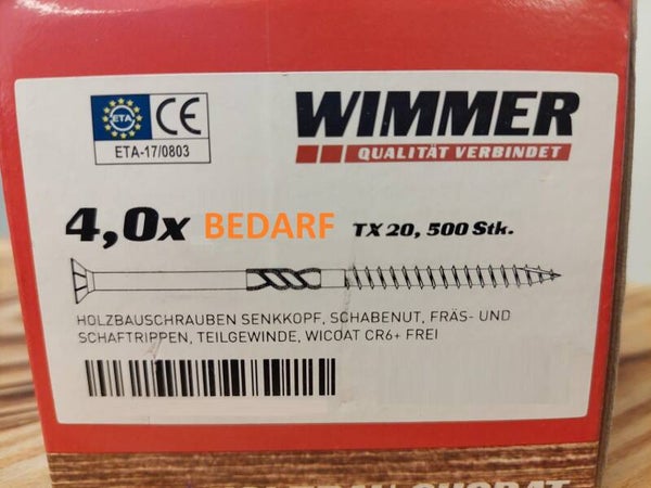Holzbauschrauben, verzinkt, Senkkopf,  Ø 4mm , Torx, inkl. ETA Zulassung