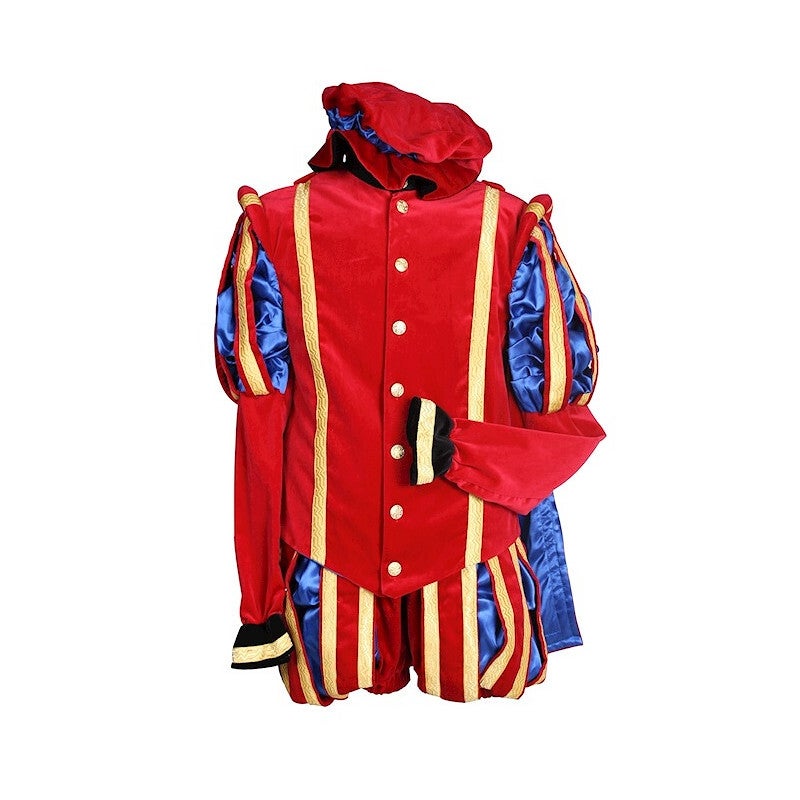 Pietenpak Malaga Fluweel met Cape Rood/Blauw