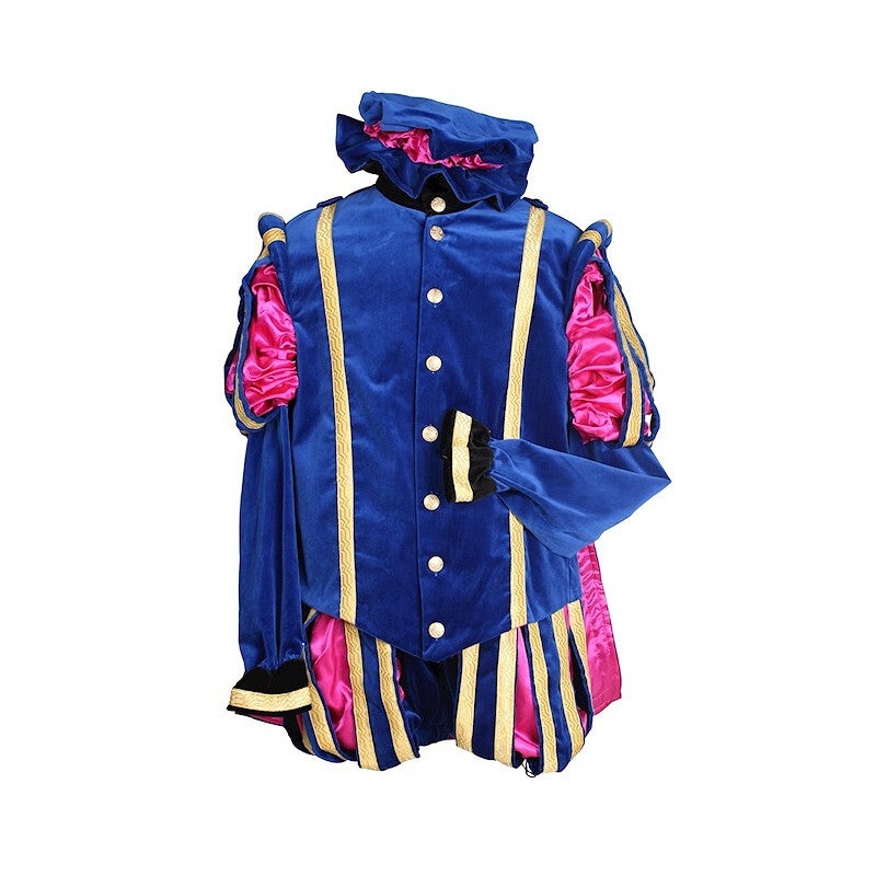 Pietenpak Malaga Fluweel met Cape Blauw/Roze