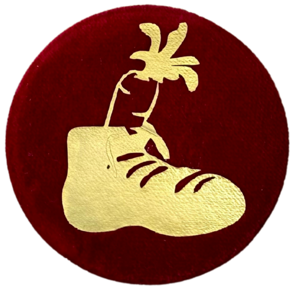 Baretspeld / button Gevuld schoentje - rood