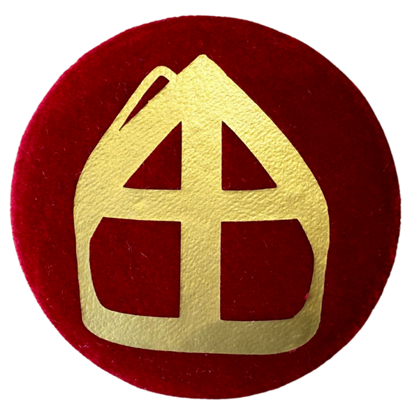 Baretspeld / button Mijter rood