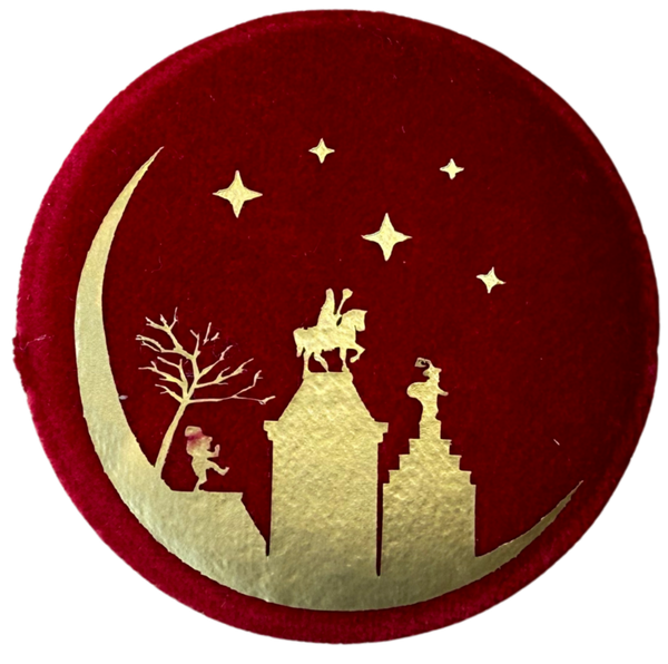 Baretspeld / button Sint&Piet op de daken - rood