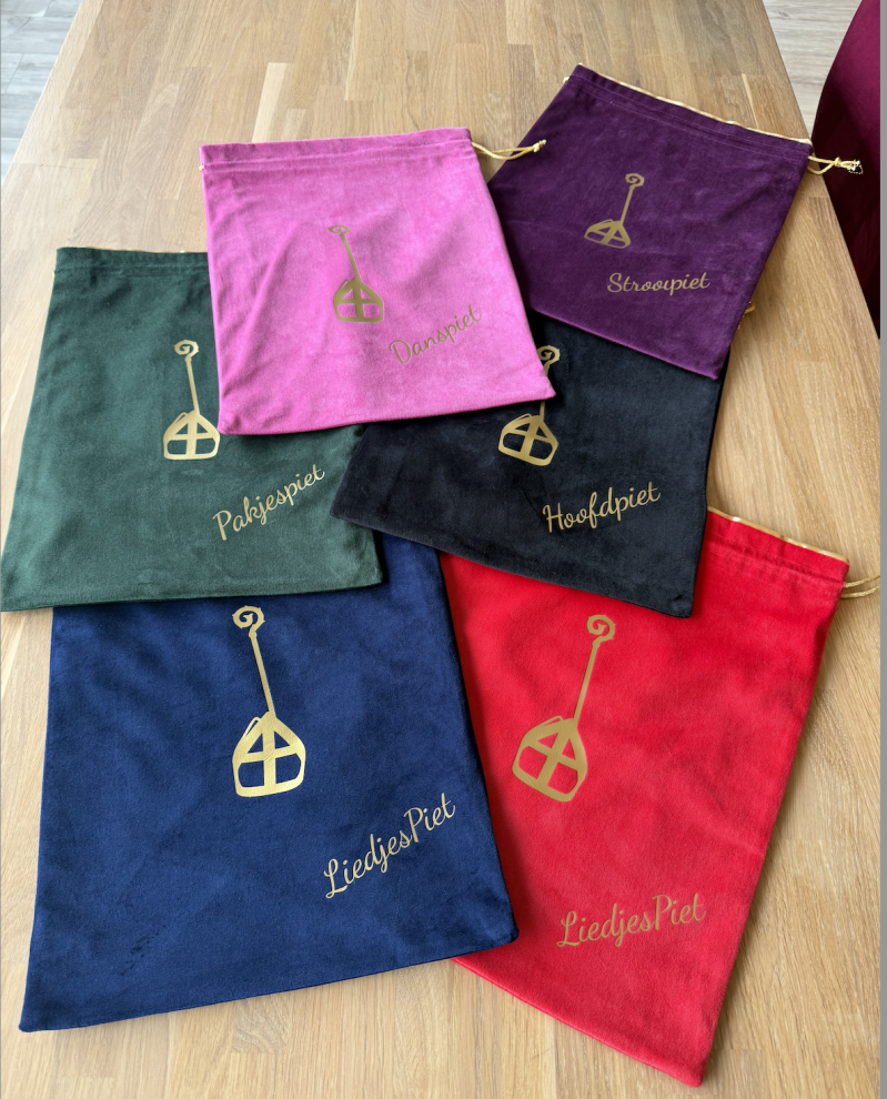 Zwart Fluwelen Strooizak gouden opdruk