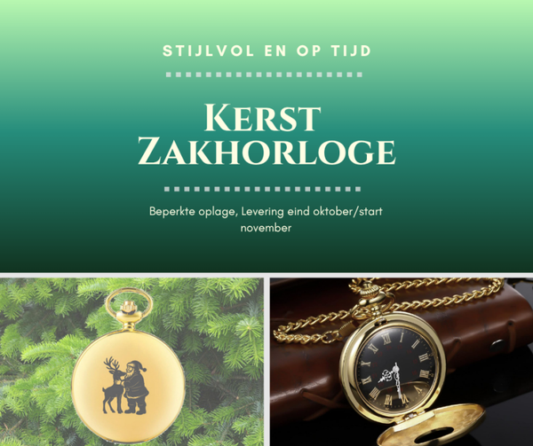 Zakhorloge Kerst goudkleurig - PREORDER