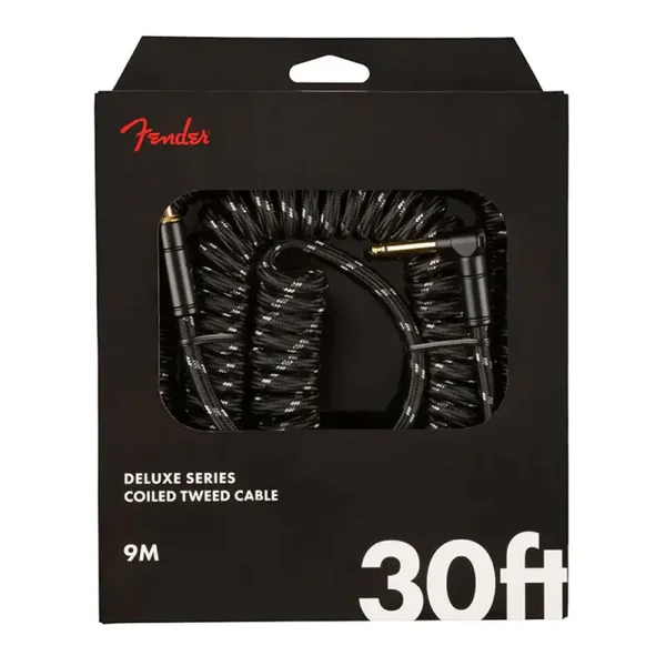 Fender Deluxe Gitaarkabel Krulkabel Black Tweed 9 Meter