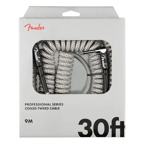 Fender Professional Gitaarkabel Krulkabel 9 Meter White Tweed