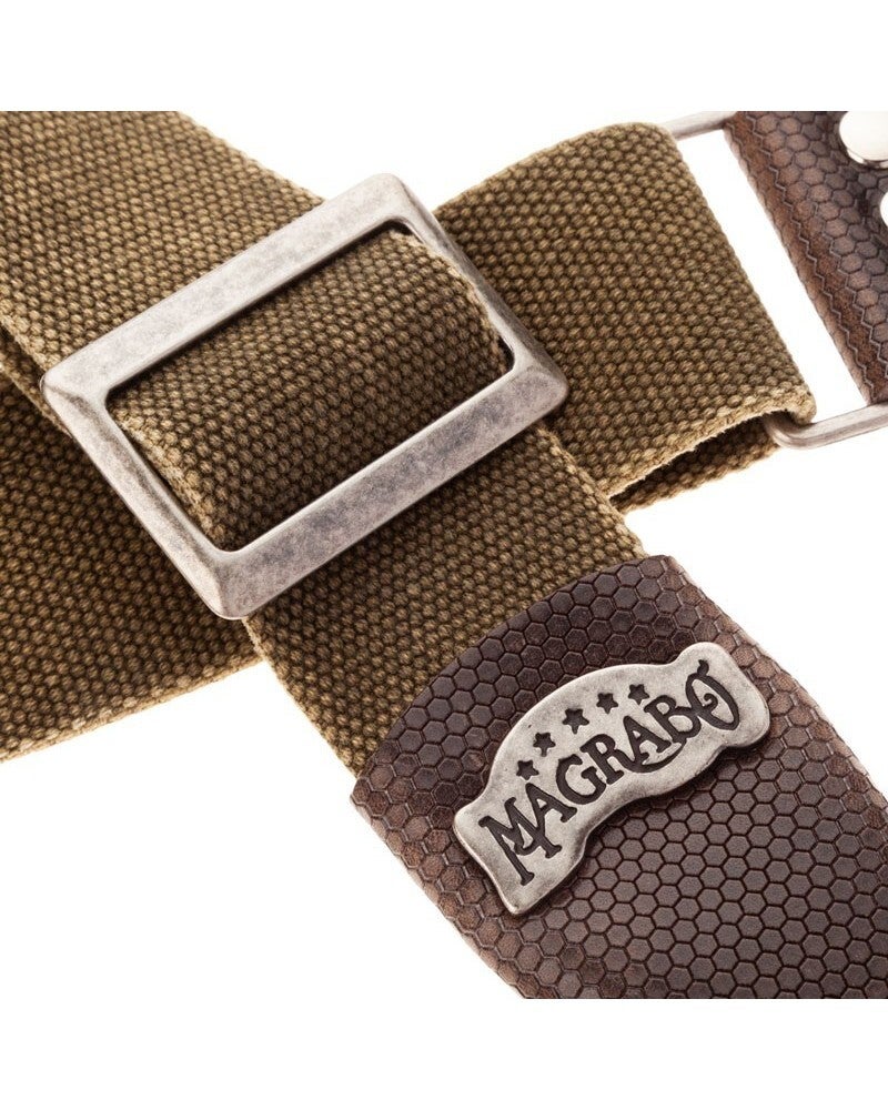 Magrabo Stripe Sc Cotton Washed Olive Green 5 Cm Terminals Twinkle Marrone, Fibbia Recta Ottone