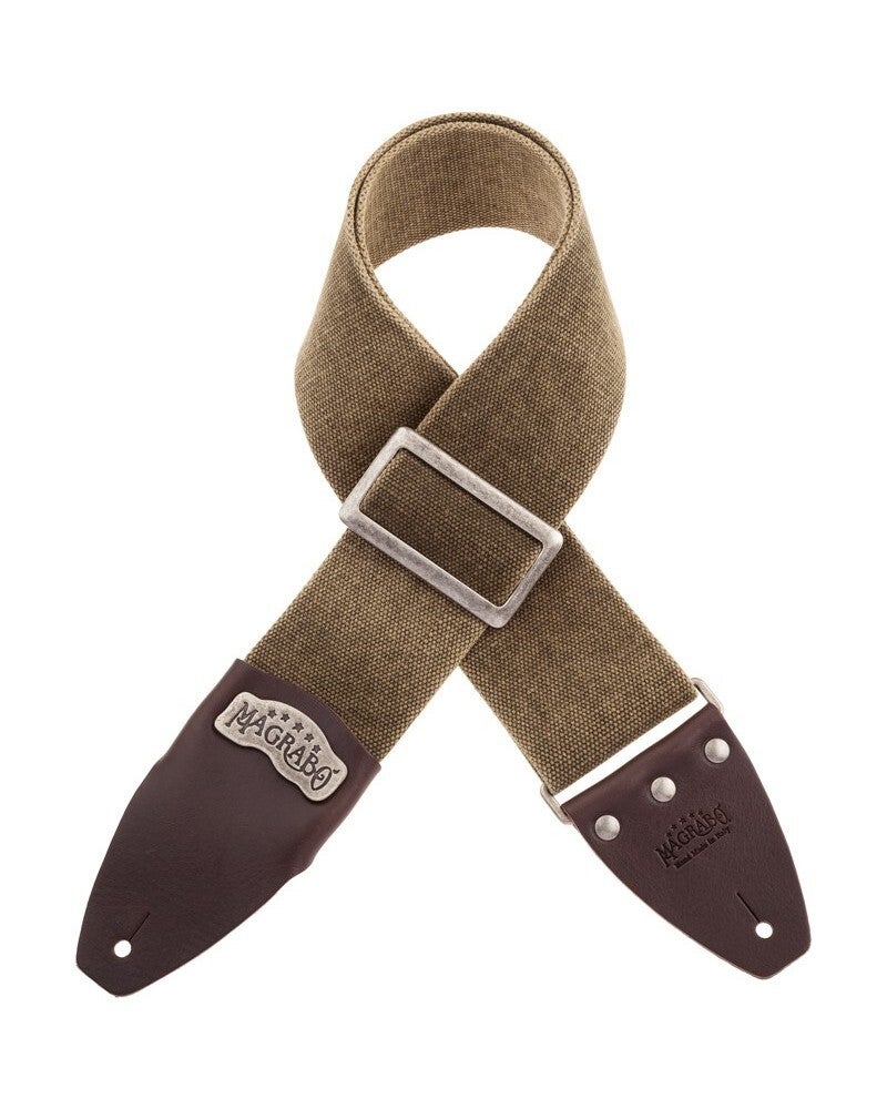 Magrabo Stripe Sc Cotton Washed Olive Green 8 Cm Terminali Core Brown, Silver Recta Buckle