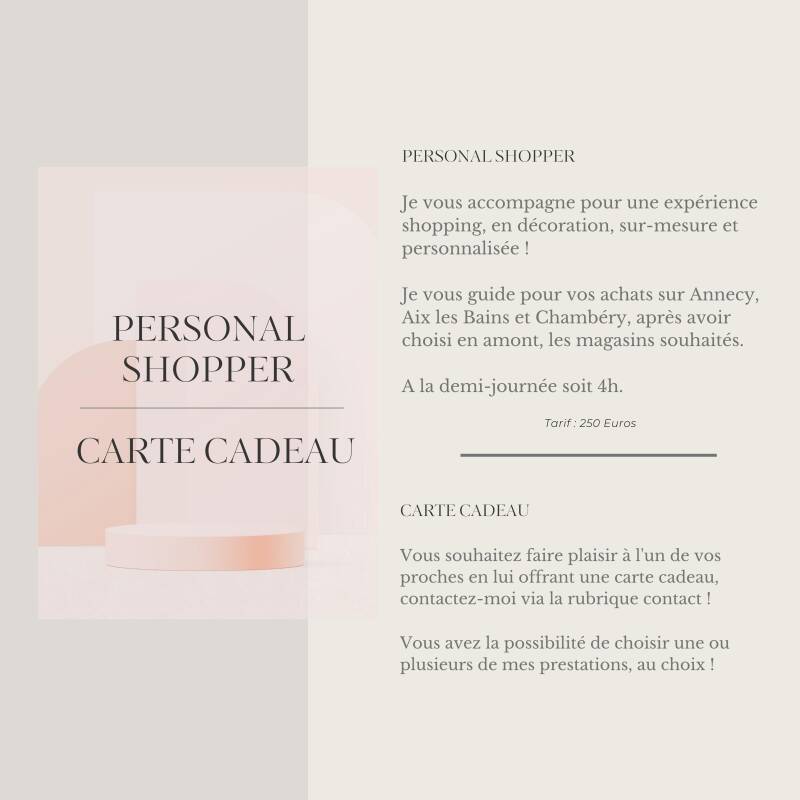 MH Décoration l Marion Hanachi l Décoratrice d'intérieur sur Annecy, Aix les Bains, Rumilly l Mes prestations l Personnal shopper l Carte cadeau l