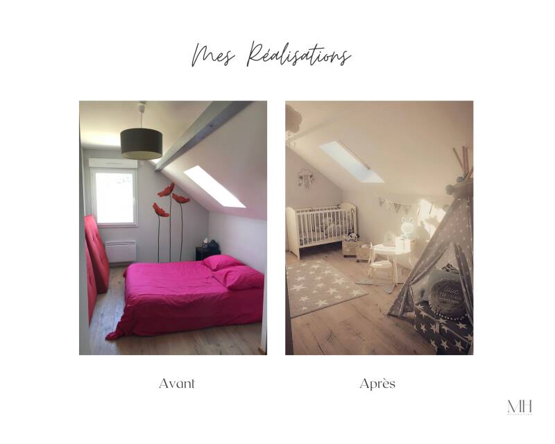 MH Décoration l Marion Hanachi l Décoratrice d'intérieur  sur Annecy, Aix les bains, Rumilly l Mes réalisations l Chambre de bébé blanc et gris perle