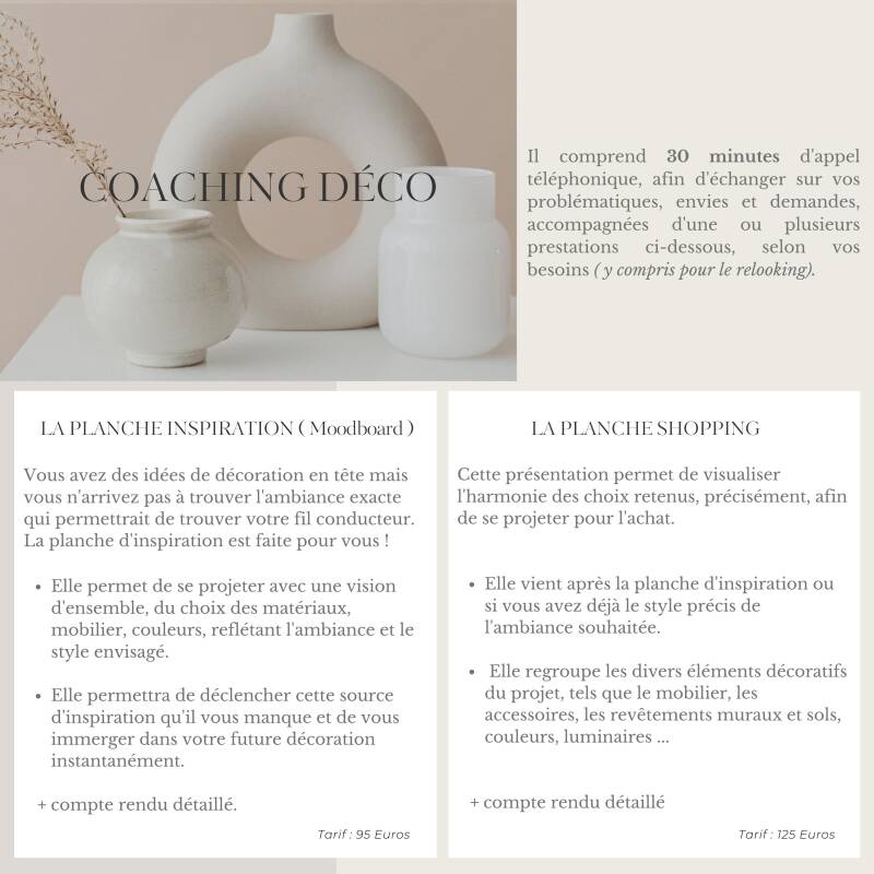 MH Décoration l Marion Hanachi l Décoratrice d'intérieur sur Annecy, Aix les Bains, Rumilly l Mes prestations l Coaching déco l Planche d'inspiration (moodboard), planche shopping