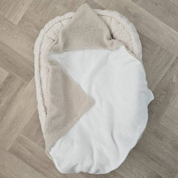 Omslagdoek Teddy Beige - Hydrofiel Off White