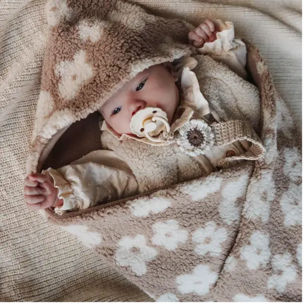 Omslagdoek | Teddy Bloemen Taupe