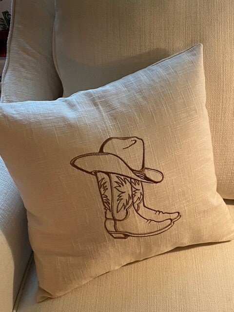 Cowboy Hat and Boots Pillow