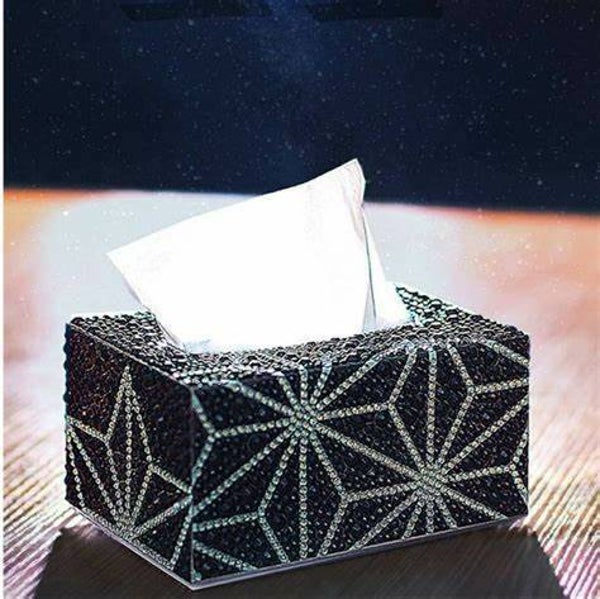 black with blue flower design
