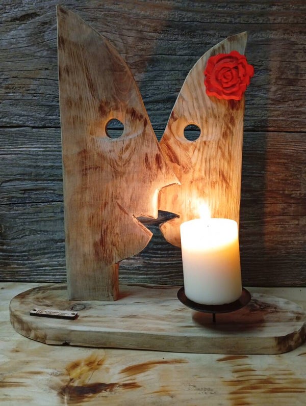 Portavelas en madera de pino hanni