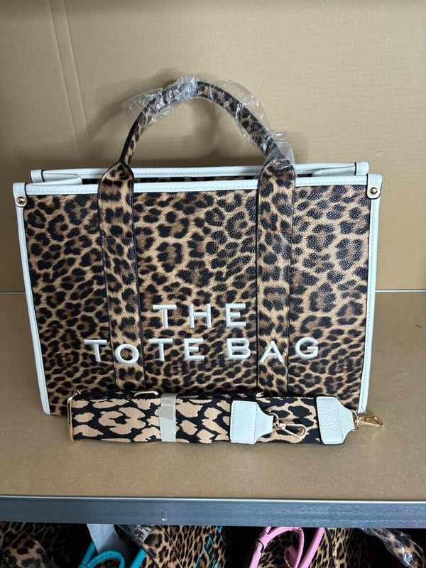Panter tote wit met brede strap