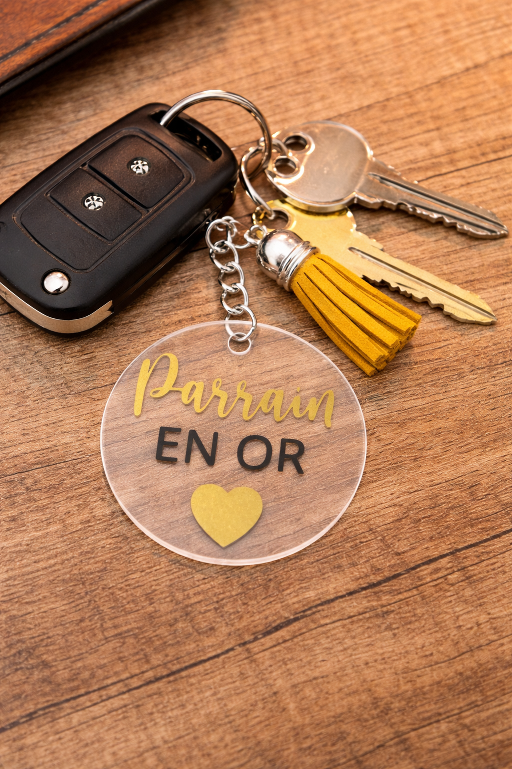 Porte Clés - "Parrain en or" - Personnalisable