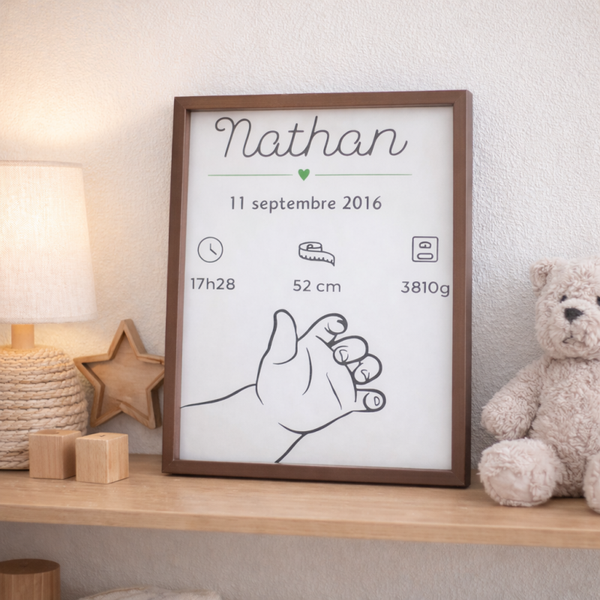 Cadre de Naissance - Petite Main - Personnalisable